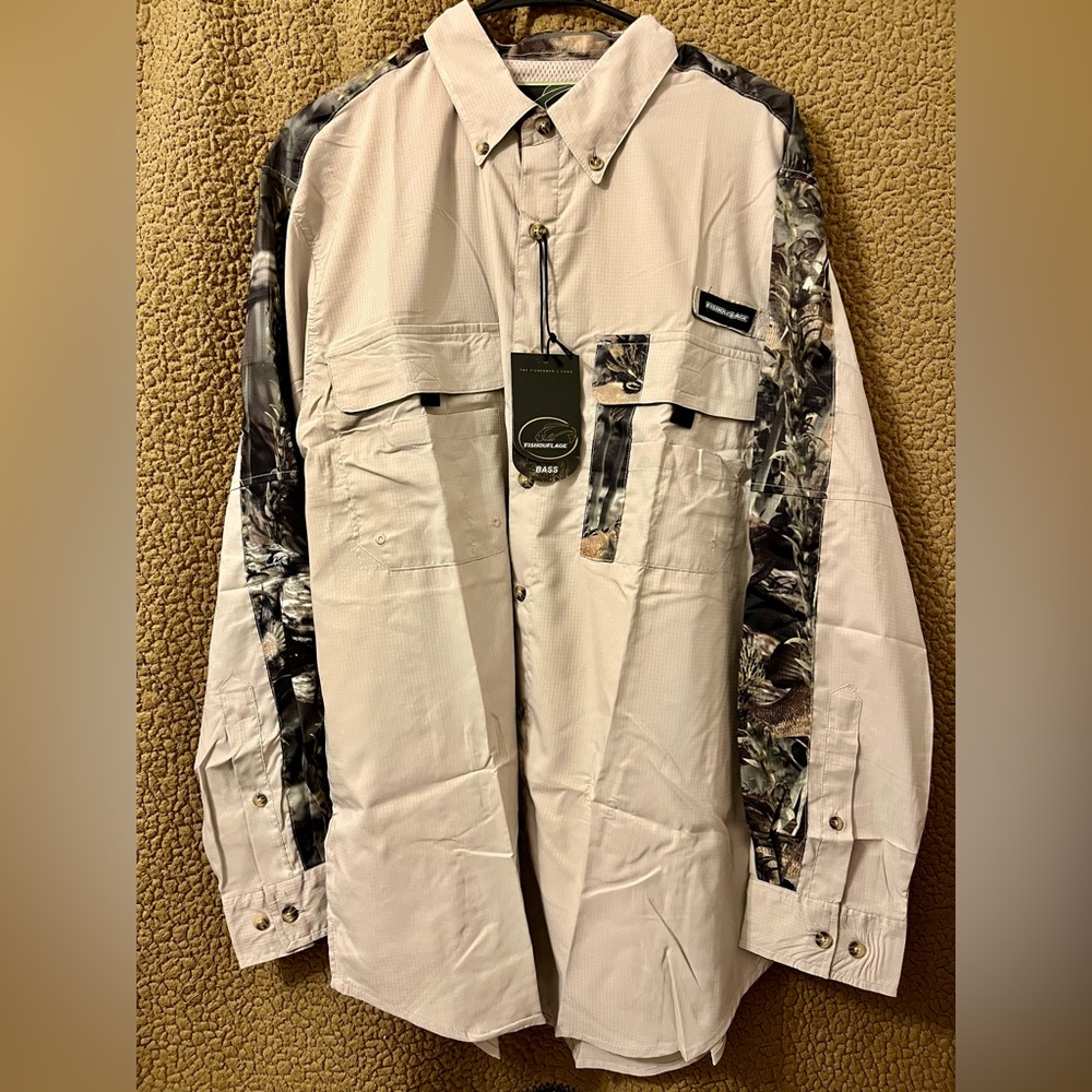 FISHOUFLAGE Men’s Camo Long-sleeves fishing shirt (MEDIUM)
